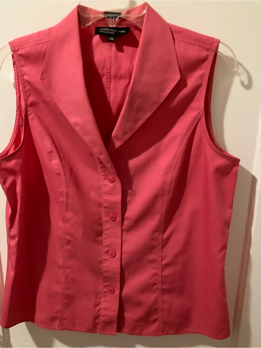 Jones New York Coral Pink Sleeveless Button-Front Blouse
